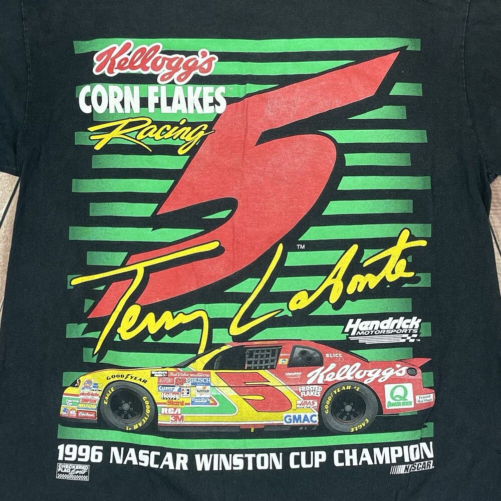 Vintage 1997 Terry Labonte Kelloggs Corn Flakes Racing Graphic Shirt Mens Large - Picture 8 of 9